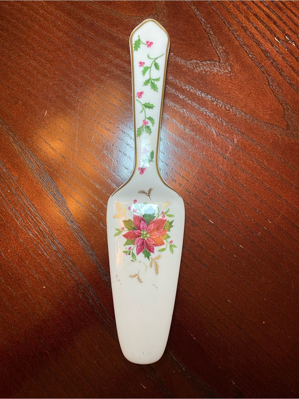 Porcelain Mikasa Bone China Cake Server poinsettia design - Picture 3 of 7
